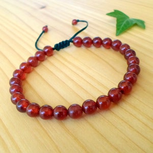 Carnelian Beaded Bracelet for Men: Adjustable Gemstone Jewelry