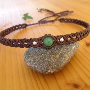 Macrame Aventurine Choker: Handmade Hippie Necklace