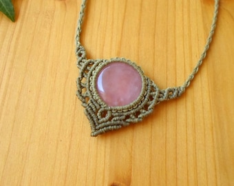 Macrame necklace, rose quartz jewelry, bohemian necklace, macrame choker, rose quartz necklace, bohemian jewelry, hippie necklace