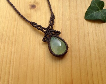 Macraméhanger, prehnietketting, boho-sieraden, macraméketting, cadeaus voor haar, prehniethanger, macramésieraden, edelsteenhanger