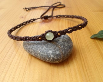 Prehnite choker, macrame jewelry, macrame choker, prehnite jewelry, gemstone choker, macrame tiara, bohemian choker, macrame headband