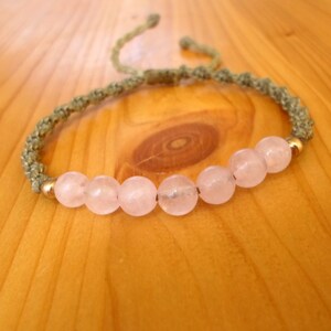 Rose Quartz Macrame Bracelet: Gemstone Beaded Jewelry