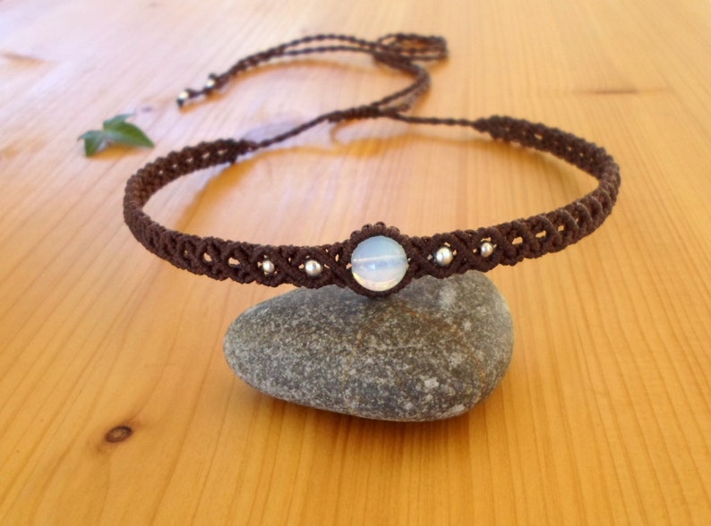 Opalith Choker, Makramee Schmuck, Makramee Choker, Opalith Schmuck, Edelstein Choker, Makramee Tiara, Boho Choker, Makramee Stirnband Bild 8