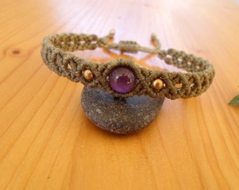 Makramee-Armband, Amethyst-Schmuck, Geschenke für sie, Edelstein-Armband, Makramee-Schmuck, Amethyst-Armband, Boho-Schmuck