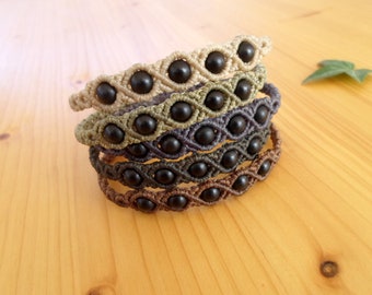 Makramee Armband, schwarzer Onyx Schmuck, Edelstein Armband, Hippie Schmuck, schwarzer Onyx Armband, Makramee Schmuck, Armband für Männer