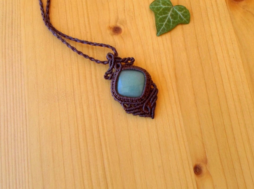 アベンチュリンペンダント、マクラメネックレス、アベンチュリン  