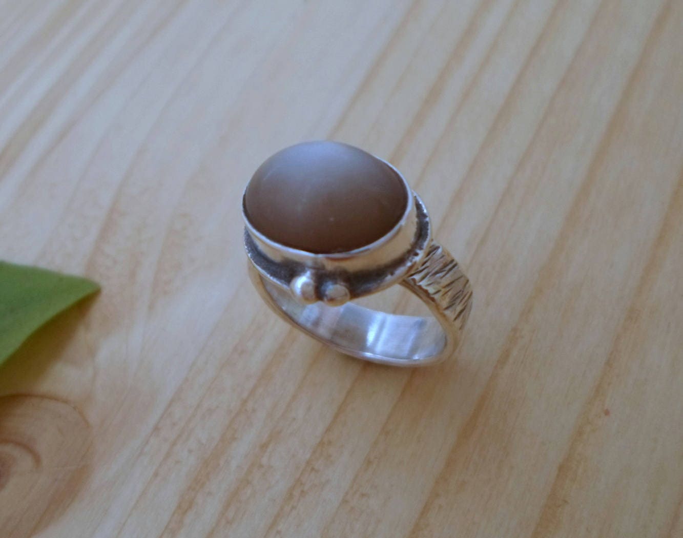 Sterling Peach Stone Ring main image 0