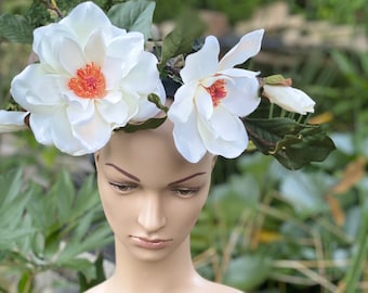READY TO SHIP White Magic Headdress, fairy, renaissance faire, headdress, headpiece, flower headdress
