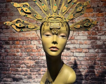 READY TO SHIP Queen of the Damned headdress , dark goddess crown, vampire , halo crown, Day of the Dead , Akasha headdress, Gothic crown,