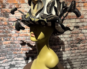 READY TO SHIP Venus fly trap Black and White Day of the Dead Top Hat, Halloween, top hat