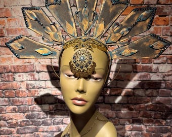 READY TO SHIP Queen of the Damned headdress , dark goddess crown, vampire , halo crown, Day of the Dead , Akasha headdress, Gothic crown,