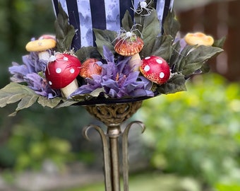 READY TO SHIP Mushroom Black and White Day of the Dead Top Hat, Halloween, top hat