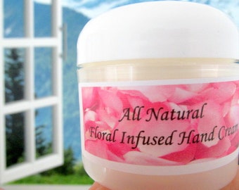 Floral infused hand cream, nourishing hand cream, moisturizing cream, all natural, aromatherapy, flower cream, bath and beauty, infused oil