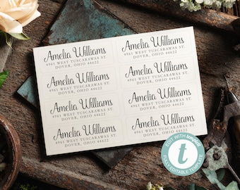 Modèle d'étiquette d'adresse de retour • Modèle Templett modifiable • Avery 5160 • Imprimable 1 × 2,625 po. | Amelia