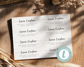 Modèle d'étiquette d'adresse de retour • Modèle Templett modifiable • Avery 5160 • Imprimable 1 × 2,625 po. | Aurora