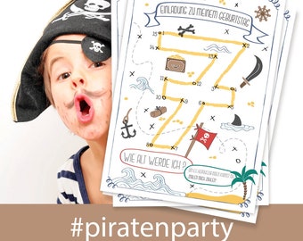 Interaktive Kindergeburtstagseinladung – Pirat – Einladung zum Mitmachen – Malen nach Zahlen
