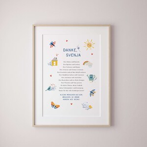 Carte cadeau d'adieu pour la maternelle DinA5 – Merci pour cela – personnalisée avec nom