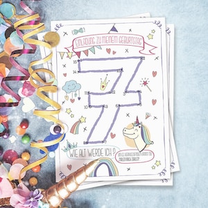Invitation anniversaire licorne à participer – carte d'invitation avec puzzle – invitation pour anniversaires d'enfants – licorne, princesse, arc-en-ciel