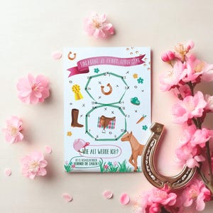 Anniversaire Cheval Enfant - Invitation Anniversaire Cheval - Cavaliers - Carte Postale Tournoi - Invitation Anniversaire avec Puzzle