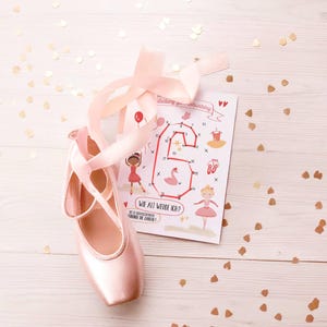 Convite de balé com quebra-cabeça para participar - Convite de aniversário infantil - Menina - Todos os números - Idades 5, 6, 7, 8, 9. Cartão de aniversário