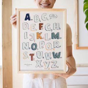 Poster ABC da grattare - poster per bambini in età scolare - regalo per iniziare la scuola - alfabeto da grattare - poster ABC a cui partecipare - cono scolastico di inizio scuola