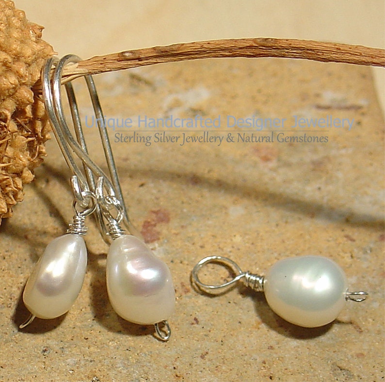 Natural Pearl Silver Earrings /& Pendant Set 925 Handmade Jewellery 0121-2