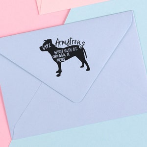 Custom Pit Bull Return Address Stamp Self-Inking Dog Stamp image 1