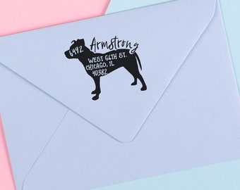 Custom Pit Bull Return Address Stamp - Self-Inking Dog Stamp