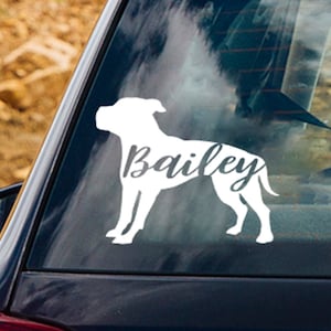 Personalized Pit Bull Vinyl Decal-  Add Your Dogs Name - Gifts for Pittie Dog Moms