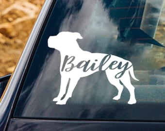 Personalized Pit Bull Vinyl Decal-  Add Your Dogs Name - Gifts for Pittie Dog Moms