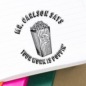 Funny Popcorn Teacher Stamp, Personalized Classroom Grading Stamps, Gifts for Teachers, Classroom Stamps, School & Teacher Stamps