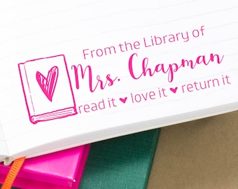 Customized Librarian Stamp, From the Library of Script Stamps, Self-Inking Classroom Stamper, Teacher Stamps, Personalized Rubber Stamp
