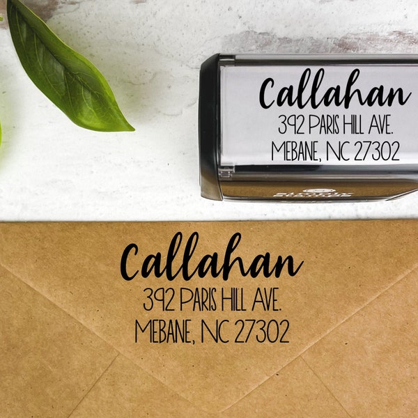 Custom Calligraphy Address Stamp - Personalized Address Stamp | Choose Self Inking or Wood Handled Stamper