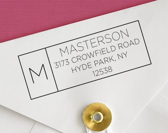 Custom Minimalist Monogram Family Address Stamp, Wilson Design Address Stamp, Self-Inking Return Address Stamps, Housewarming Gift Stamp\Mo