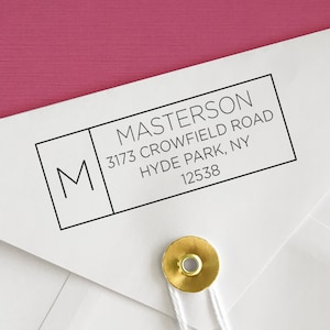 Custom Minimalist Monogram Family Address Stamp, Wilson Design Address Stamp, Self-Inking Return Address Stamps, Housewarming Gift Stamp\Mo