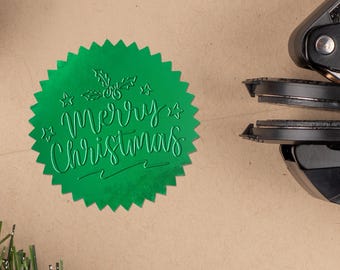 Holiday Gift Embosser, Festive Embosser For Holiday Cards & Presents, Personalized Embosser Stamp, Custom Christmas Embosser, Envelope Stamp