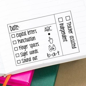 Grading Assessment Teacher Stamp, Writing Mark Stamps, Teacher Gifts, Classroom Stamps, School Stamp, Rubber Teacher Grading Stamper