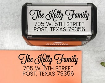 Custom Script Address Stamp | Self Inking or Wood Handled Custom Stamp | Housewarming Personalized Stamp