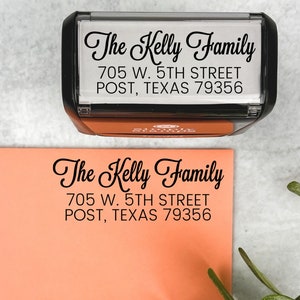 Custom Script Address Stamp | Self Inking or Wood Handled Custom Stamp | Housewarming Personalized Stamp