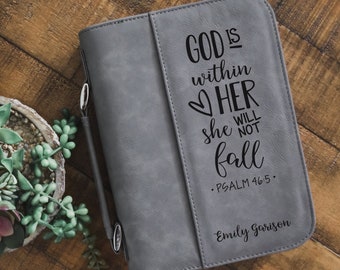 Psalm 46:5, Customized Engraved Bible Cover, Standard Size Custom Bible Cover, Confirmation Communion Gift, Ten Colors Available