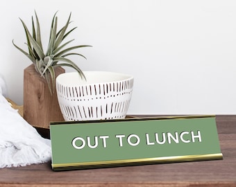 Out to Lunch Desk Plaque, Office Desk Decor Work Bestie Gift, Office Plaque Boss Gift, Cute Desk Accessories, Office Sign