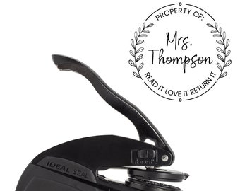 Custom Library Embosser, Library Book Stamp, Personalized Book Embosser, Monogram Embosser Stamp, Teacher Appreciation Gift, Teacher Stamp