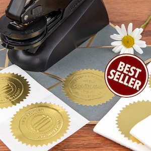 Custom Logo Desk Embosser, Silver or Gold Seals, Use Your Custom Logo image 1