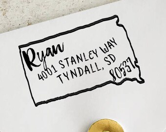 Personalized South Dakota Address Stamp, Custom South Dakota Stamps