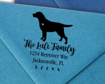 Labrador Custom Address Stamp - Self Inking Lab Calligraphy Stamp