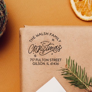 Merry Christmas Wooden Address Stamp