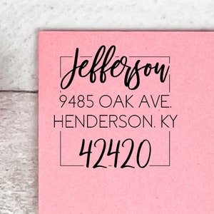 Square Return Address Stamp, Script Wedding Self-Inking Return Address Stamp, Newlywed Gift, Housewarming Gift