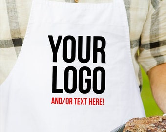Custom Chef Apron Etsy - custom logo text white apron personalized cooking apron gift for her or him bakers apron chef s apron