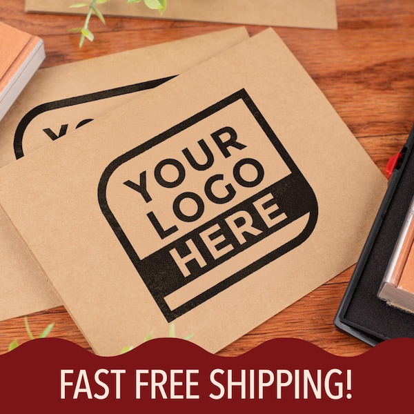 Custom 4" Logo Stamper | Rubber Logo Handstamp and Ink | Business Logo Rubber Stamp | Personalized Artwork Craft Stamp