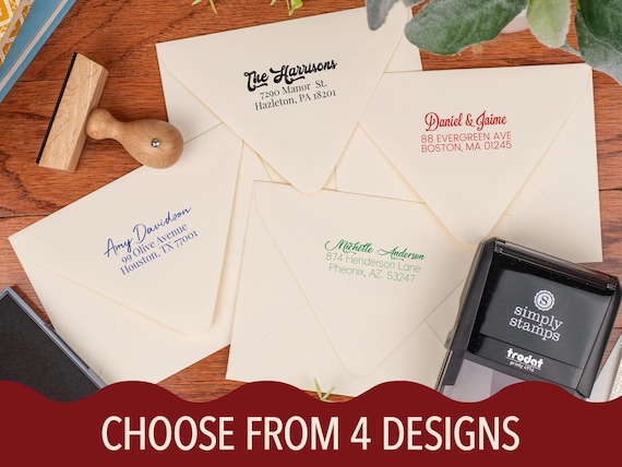 Script Address Stamp | Custom Return Address Stamp  | Self Inking Address Stamp for Weddings